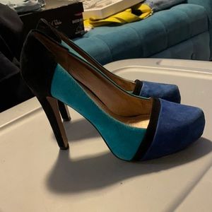 BCBG platform color block stilettos